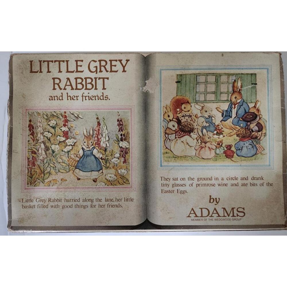 Vintage Little Grey Rabbit & Friends Child's Ceramic Dish Set Adams England wBox
